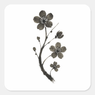 Plum Blossom Line Art – Minimal Botanical Sticker