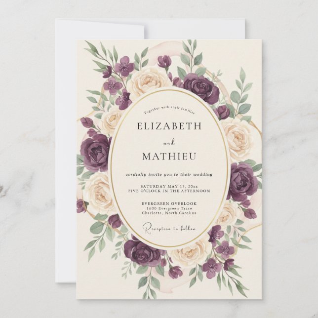Plum Blossom Romantic Wedding Invitation (Front)