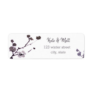 Plum blossom sumie ink return address label