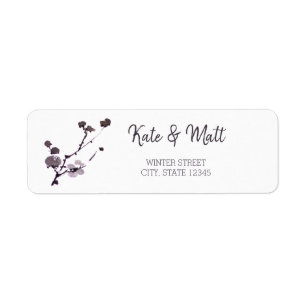 Plum blossom sumie return address label