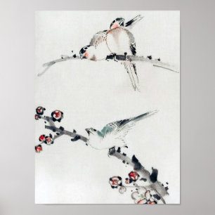 Plum Blossoms and Birds, Hokusai, Ukiyo-e Poster