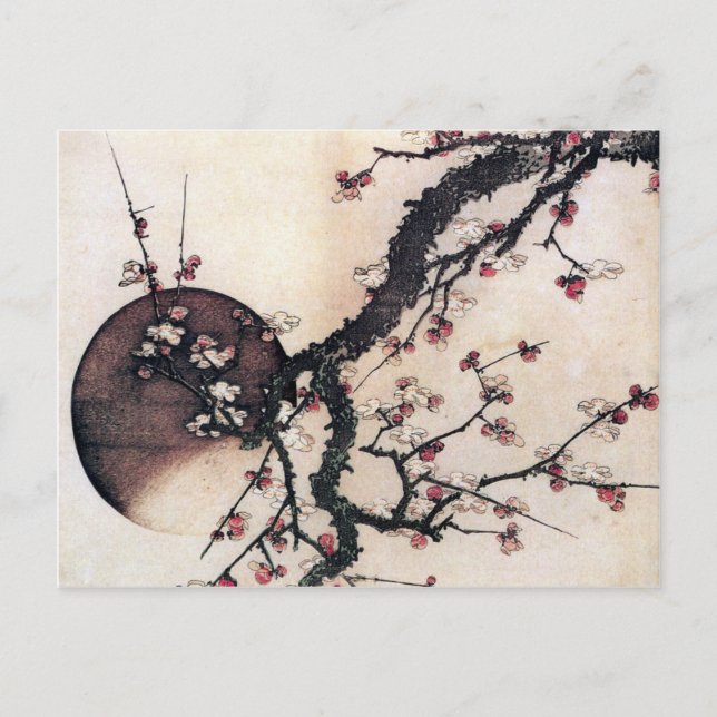 Plum Blossoms and the Moon, Hokusai Postcard (Front)