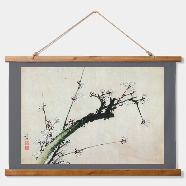 Plum Blossoms, Hokusai, Ukiyo-e Hanging Tapestry (Front)