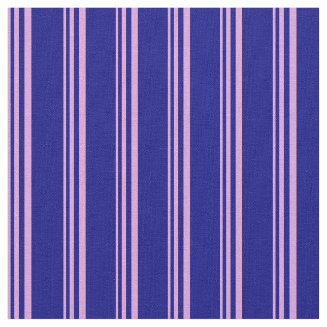 Plum & Blue Coloured Lined/Striped Pattern Fabric (Close Up)