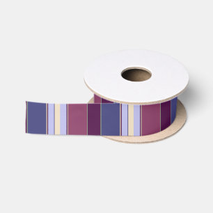 Plum, Blue, Yellow Elegant Stripe Satin Ribbon