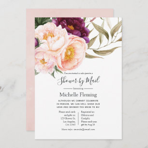 Plum & Blush Floral Baby or Bridal Shower by Mail Invitation