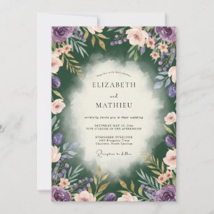Plum Blush Peony Wedding Invitation