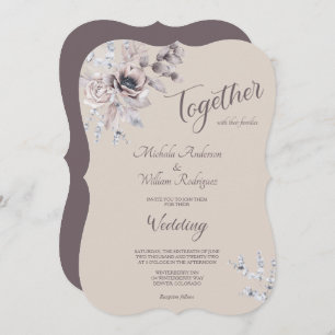Plum Blush Watercolor Floral Wedding Invitation