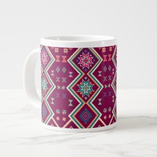 Plum Boho Southwestern Geometric Folk Art Pattern Large Coffee Mug