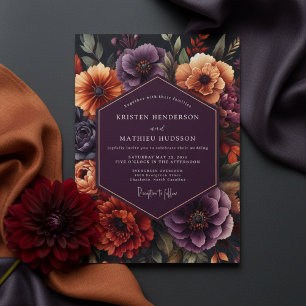 Plum Botanical Opulent Wedding Invitation