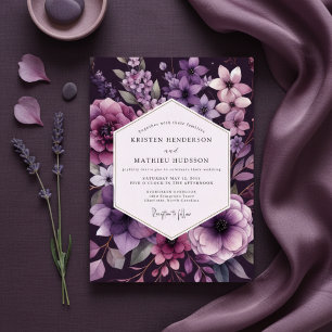 Plum Botanical Romance Wedding Invitation
