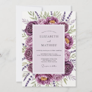 Plum Botanical Romantic Wedding Invitation