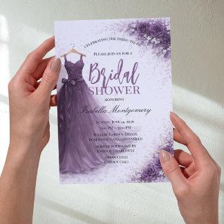 Plum Bridesmaid Dress Bridal Shower Invitation