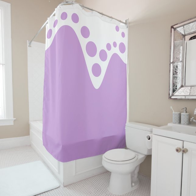 Plum bright soft wave and bubbles shower curtain (In Situ)