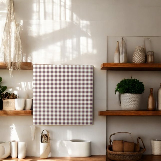 Plum Buffalo Plaid Holiday Ceramic Tile (Creator Uploaded)