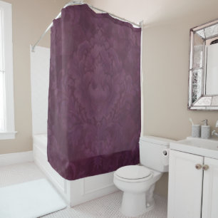 Plum burgundy dark dramatic scroll design shower curtain