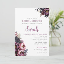 Plum Burgundy Floral Bridal Shower Invitation