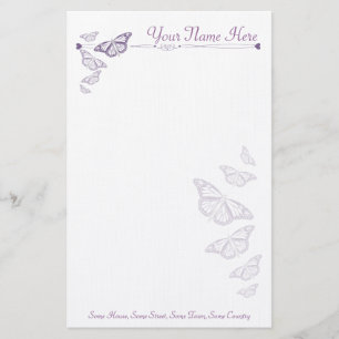 Plum Butterfly Personalised Note Paper