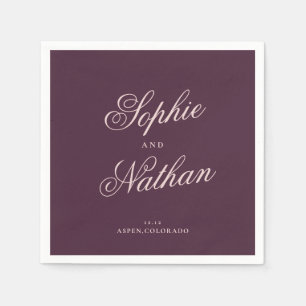 Plum Calligraphy Wedding Napkins