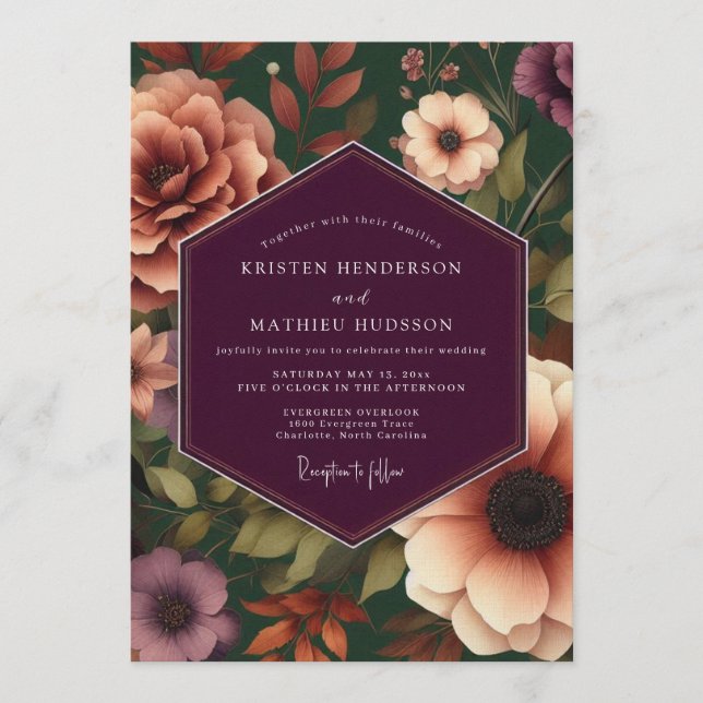 Plum Captivating Moody Wedding Invitation (Front)