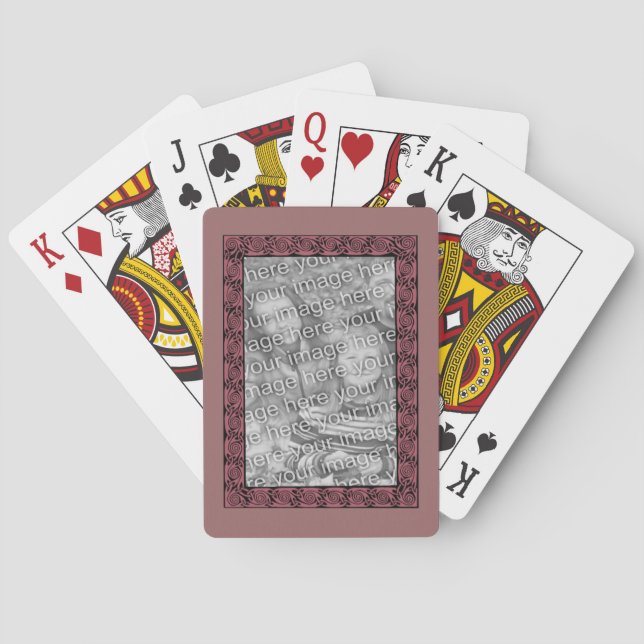 Plum Celtic Design Frame Photo Template   Playing Cards (Back)