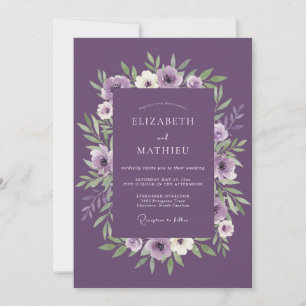 Plum Charming Botanical Wedding Invitation
