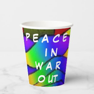 PLUM COLORED ROSE FLOWER PEACE ART PAPER CUPS