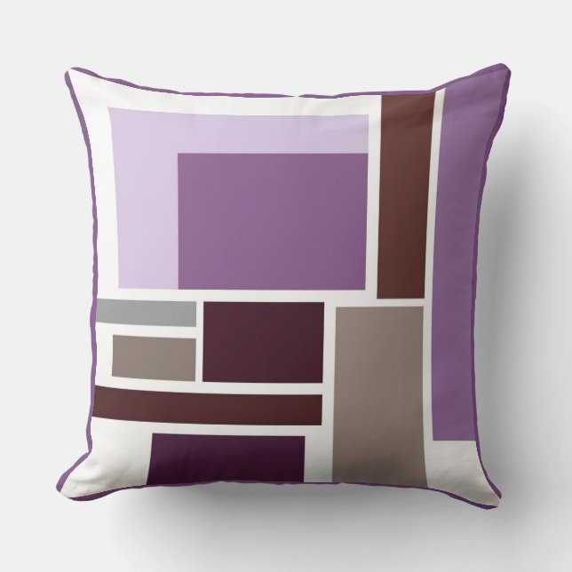 Plum Colour block/Plum Stripe Reversible Pillow (Front)