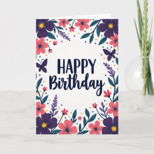 Plum Coral Birthday Card