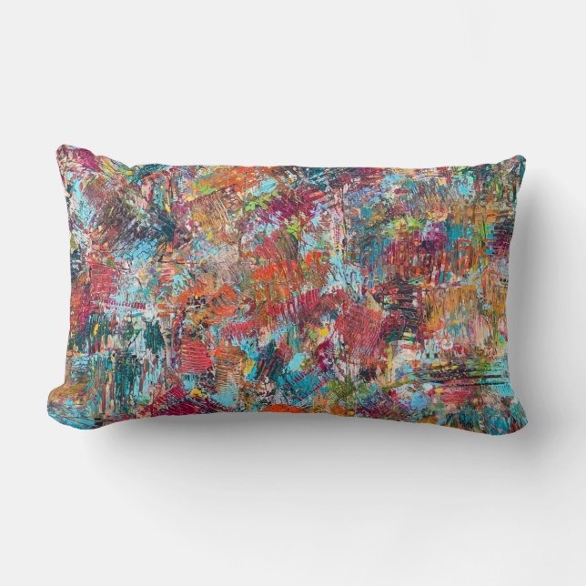 Plum Crazy Cotton Lumbar Throw Pillow (Front)