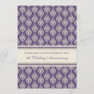 Plum Cream 5th Anniversary Party Invitation