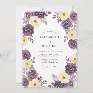 Plum Cream Bloom Wedding Invitation