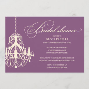 PLUM & CREAM CHANDELIER BRIDAL SHOWER INVITE