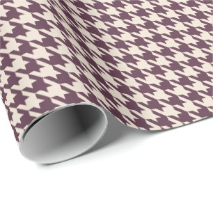 Plum & Cream Houndstooth Pattern Elegant Classic Wrapping Paper