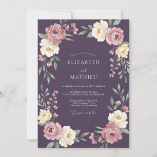 Plum Cream Wildflower Wedding Invitation