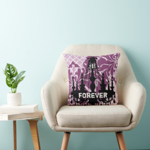 Plum Custom Chandelier Monogram with Wedding Date Cushion