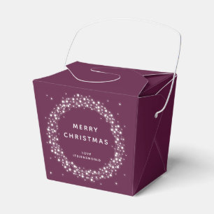 Plum Custom Message Sparkling Lights Christmas Favour Box