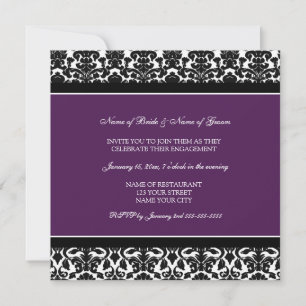 Plum Damask Engagement Party Invitations
