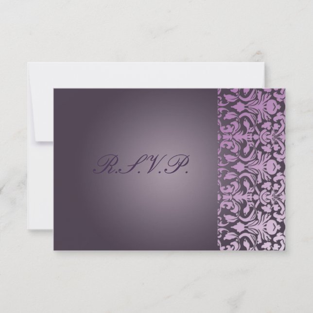 Plum Damask/RSVP RSVP Card (Front)