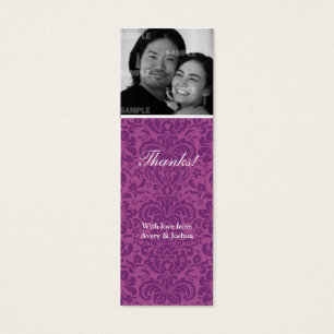 Plum Damask Skinny Favour Tag