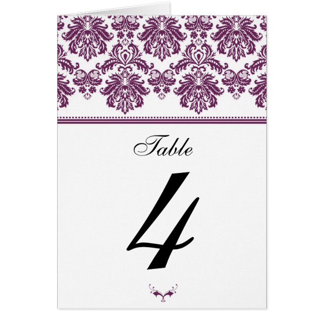 Plum Damask Table Seating Number (Front)
