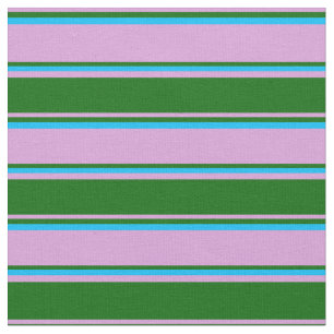 Plum, Dark Green, and Deep Sky Blue Pattern Fabric