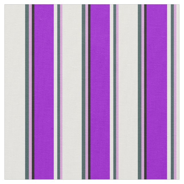 Plum, Dark Slate Grey, White, Dark Violet & Black Fabric (Close Up)