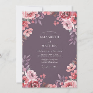 Plum Delicate Blossom Romance Wedding Invitation