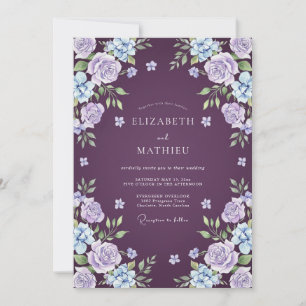 Plum Dreamy Botanical Wedding Invitation