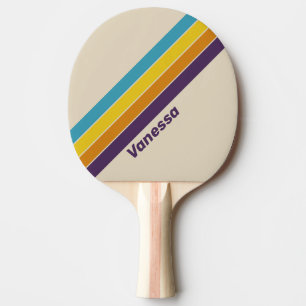 Plum Dust Rainbow Striped with Name Ping Pong Paddle