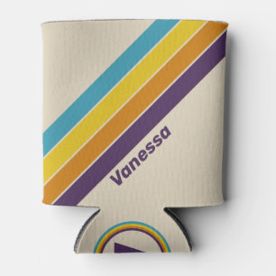 Plum Dust Rainbow Stripes with Name Can Cooler
