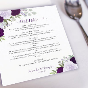 Plum & Dusty Purple Roses Budget Wedding Menu