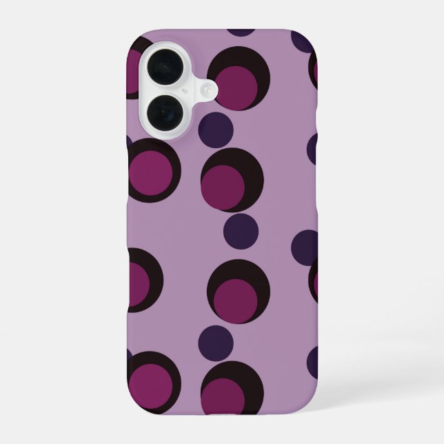 Plum Eclipse - Luxe Mid-Century Circles iPhone 16 Case (Back)