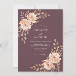 Plum Elegant Autumnal Wedding Invitation